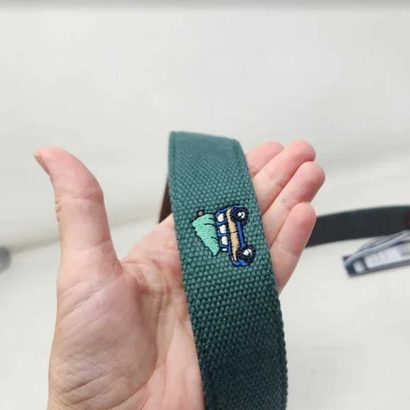 New men's Vineyard Vines Woody & Tree embroidered canvas club Christmas belt